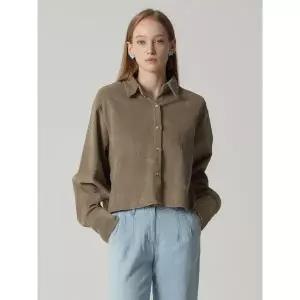 [오조크(OZOC)] 루즈핏 크롭 코듀로이 셔츠 (택가격: 98000원)