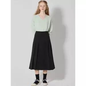 [오조크(OZOC)]A라인 핀턱 백밴딩 스커트 (택가격: 87000원)