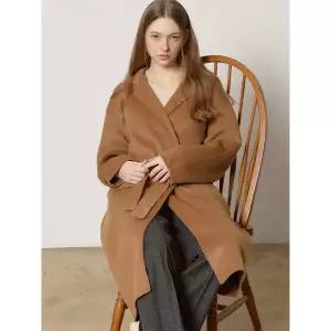 [오조크(OZOC)] 벨티드 히든버튼 핸드메이드 코트 (택가격: 398000원)