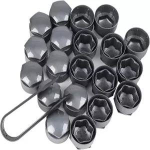 러그 너트 아우디 A1 A3 A4 A5 A6 A7 A8 Q2 Q5 S5 TT 24PCS+ 분해 도구용 휠 센터 캡 커버(그레이)