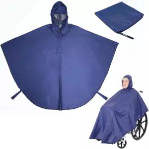 휠체어 레인코트 방수 폰초 휴대용 방풍 투명 후드 반사 테이프 야외 사용 골절 이동성 문제에 적합 재사용