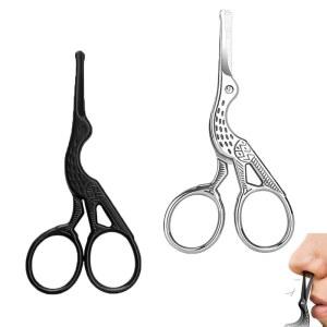 볼브 팁이 있는 Arrerr 2 팩 코털 가위 둥근 팁 얼굴 털 작은 그루밍 눈썹 콧수염 속눈썹 디테일 트리밍용 빈티지 황새 안전