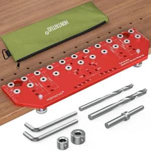 11홀 선반 핀 지그 및 힌지 2-in-1 1/4인치 5mm 드릴링 독립형 클램핑 기능 캐비닛 하드웨어 공구 드릴