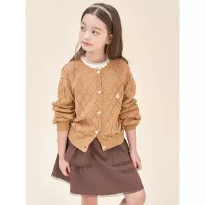 [백화점정품] 빈폴키즈 여아 크로쉐 카디건 옐로이시 브라운