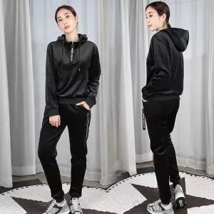 트레이닝 여성 기모 세트 벨벳 벨로아 후드 겨울 여자 운동복