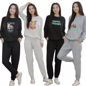 트레이닝세트 여성 베어 맨투맨 상하세트 밴딩 팬츠 운동복