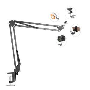 [미국배송] 카메라 웹캠 링 라이트용 오버헤드 삼각대 마운트 휴대폰 홀더와 볼 헤드가 있는 폰용 유연한 암 비디오 녹화 라이브 스트림용 테이블 스탠드 액세서리