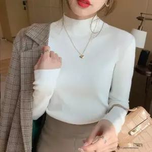 슬림핏 터틀넥 니트 여자 여성 얇은 반폴라 반목 긴팔티