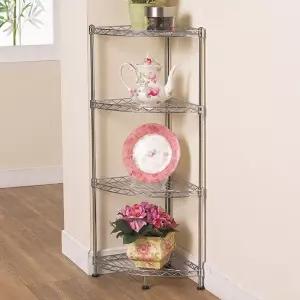 아파트베란다선반 메탈코너랙 4단 다용도선반 멀티수납장 오픈 철제 벽