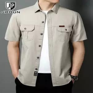 봄 여름 반팔 옥스포드 셔츠 남방 버튼다운 코튼 면  2025년 남성 작업복 얇은 라펠 티셔츠 루즈핏 빅사이