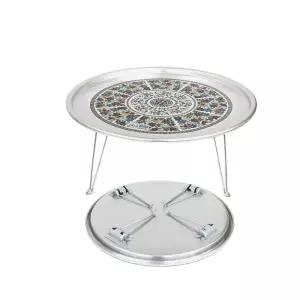 시골밥상 삼영 레트로 발접이식 양은 다용도밥상 5호(4-5인용)