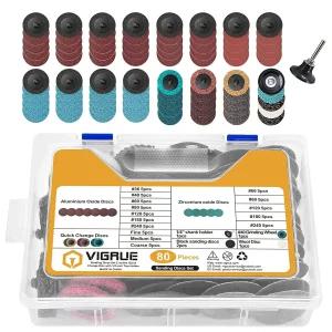 VIGRUE 2인치 샌딩 디스크 세트 드릴 다이 그라인더 액세서리용 패드 그라인드 폴리시 버 마감 녹 페인트