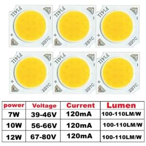 COB LED 소스 칩 7W 10W 12W 120mA 13mm 다이오드 스포트라이트 통 액세서리  전원 DIY 홈 조명
