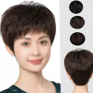 통가발 키밍 중년여성 인모 짧은가발 자연스러운 패션 가발