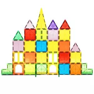 EchoPlan 자석 타일, 자석 빌딩 블록 68개, 자석 타일 3D 투명 빌딩 블록 세트, STEM 감각 교육용 장난감