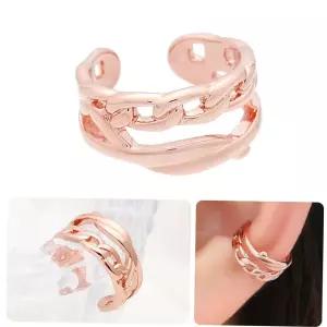 귀안뚫는귀걸이 볼드 체인 로즈골드 링 귀찌 이어커프 14KGP