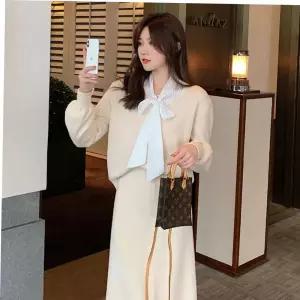 니트스커트 코디피셜 써니 니트 가디건+롱스커트 세트