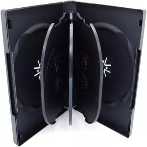 3개의 플립 트레이와 아웃터 클리어 슬리브가 포함된 Maxtek 블랙 8 디스크 DVD 케이스 10팩