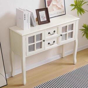 엔틱콘솔 폭좁은 복도 라이트월넛 서랍장 화이트 원목 콘솔 장식장 트럼펫 슬림
