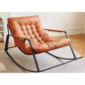 북유럽 1인용 흔들의자 모던 패브릭 원목 풋스툴