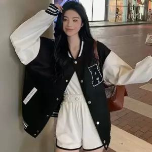 레터링 심플 베이직 여성 아우터 야구점퍼 LK-J024