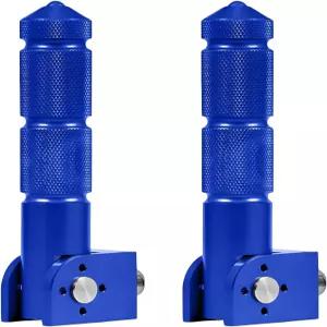 povtii 2 PCS 오토바이 접이식 풋 페그 90도 전기 승객 풋레스트 리어셋 8MM 범용 풋페그 지지대(파란색)