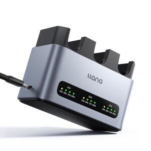 llano 30W LP-E6NH LP-E6P 배터리 충전기: 캐논 카메라 배터리용 패스트 쓰리 슬롯 EOS R5 /R6 /R7 Mark II, 5D /6D /7D II /III /IV, 60D /70D /80D /90D, USB-C, LED, 내구성 있는 CNC 알루미늄