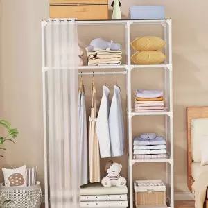 옷장 간편 조립 드레스룸 1인 키큰장 커튼 미니옷장