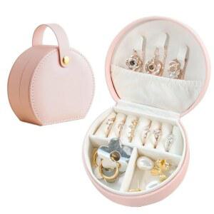 우드박스 목걸이 반지 신부 들러리 반원형 휴대용 보석 상자 보관 귀걸이 보관에 사용되는 맞춤 선물