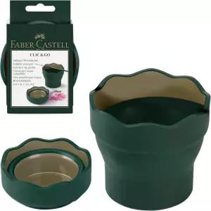 파버-카스텔 클리크 앤 고 아티스트 물컵 다크 그린 - 브러시 스탠드 스캘럽 테두리 미끄럼 방지 베이스