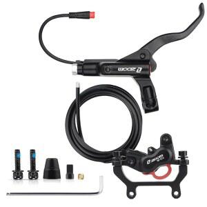 하이클라인 4-피스톤 전기 자전거 유압 브레이크 세트: Zoom H876E 2-PIN 전원 차단 디스크 키트, 160mm/180mm 로터 및 장착 어댑터 포함