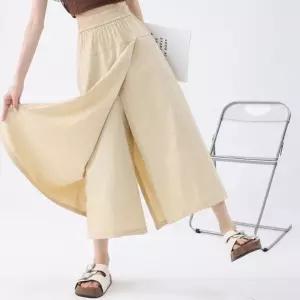 바스락 롱치마바지 와이드 8부 랩 스커트 팬츠 빅사이즈 쿨바지