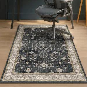 하드우드 바닥용 블랙 오피스 의자 매트 36x48 미끄럼 방지 책상 러그 롤링 헤비 듀티 의자용 타일 바닥