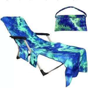 사이드 포켓이 있는 비치 의자 커버 선 라운지 풀 일광욕 가든 호텔용 마이크로파이버 체이스 타월