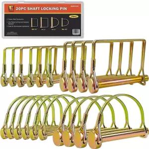 웰맥스 20개 트레일러 히치 핀(1/4 5/16 및 3/8 직경 아연 도금 헤비 듀티 샤프트 잠금 핀 잠금용 농장