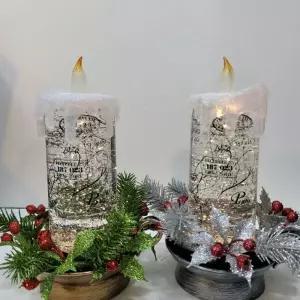 스노우볼 초 모양 워터볼 크리스마스 오르골 장식