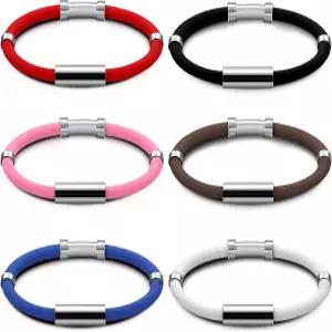 Sosation 6개 여성용 정전기 방지 팔찌 마그네틱 현기증 실리콘 스테인리스 스틸 밸런스 손목 밴드 6가지