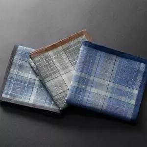 체크 무늬 면 손수건 정사각형 땀수건 등산 3종 세트