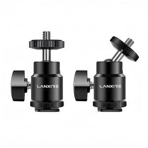 랜서 카메라 핫 슈 마운트, 1/4인치 나사 및 볼 헤드 어댑터 - 카메라, 캠코더, 스마트폰, 액션 LED 조명, 마이크 2팩과 호환됩니다