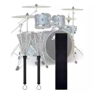 드럼 스틱 브러쉬 세트 스틸 브러시 파우치 청소