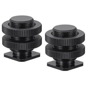 패티킬 남성 5/8인치부터 여성 1/4인치 카메라 핫슈 마운트, 2팩 플래시 콜드슈 마운트 삼각대 나사 어댑터, DSLR 리그용 블랙