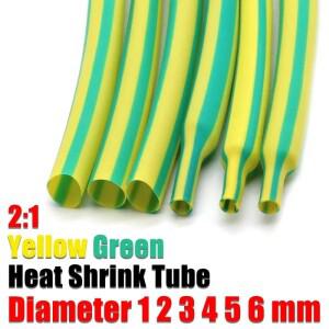 5M 노란색 녹색 직경 1 2 3 4 5 6mm 폴리올레핀 열 수축 튜브 21 절연 케이블 슬리브 보호