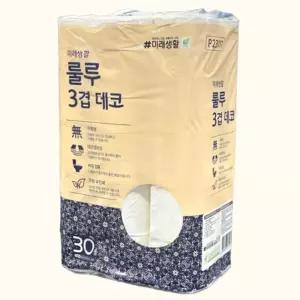 룰루3겹 데코 화장지 고급티슈 비데겸용 30롤 1세트
