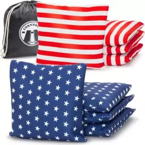 Go스포츠 공식 규정 콘홀 빈백 8종 세트 - 재미있는 캐주얼 게임용 전천후 아메리칸 스타 및 스트라이프