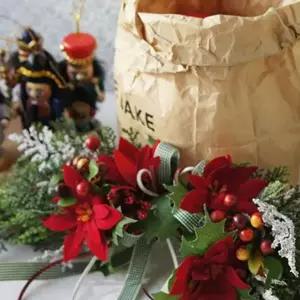 크리스마스 포인세티아 가렌더 리스 장식 파티