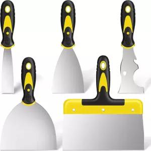 수오쿤 스패클 나이프 세트 5개의 PCS 스테인리스 스틸 퍼티 페인트 스크레이퍼 4개와 멀티 도구 1개 포함