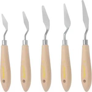 캔버스 페인팅을 위한 나무 나이프 손잡이 소재와 아크릴 팔레트 아트 도구 AebDerp 5종