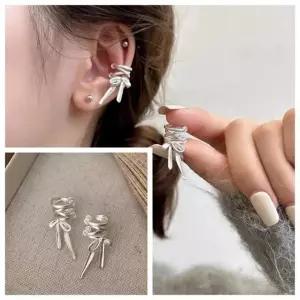 [셀러허브]이어커프 귀걸이 실버 발레코어 리본 포인트 패션 레이어드 한쌍 피어싱 (S35130665)