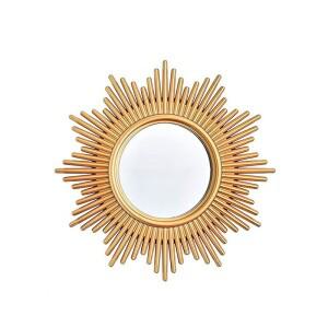 골드 컬러 태양 거울 라운드 장식 벽 홈 예술 공예 빈티지 보호 욕실 걸이식