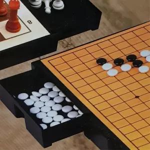 접이식 자석 바둑 체스 게임 놀이 세트 바둑판 체스판 교육 알 오목